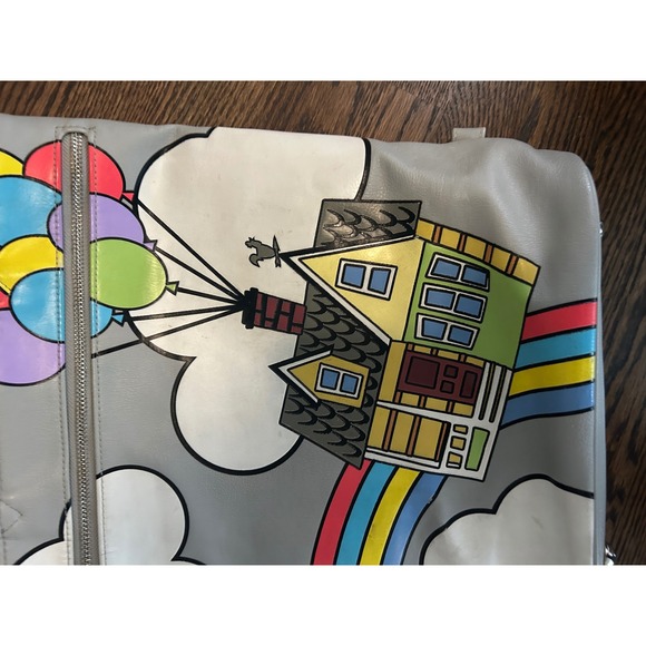 Disney Pixar Up House Balloons Tote Bag Grey Rainbow Vegan Leather Handbag - Picture 2 of 10